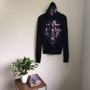 Zip-Up Sweatshirt with Sequin Embroidery